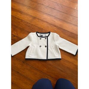 Janie and Jack Baby White and Navy Cardigan